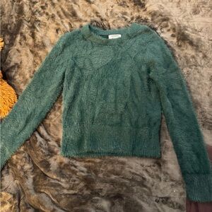 Old Navy Teal Fuzzy Scoop Neck Sweater